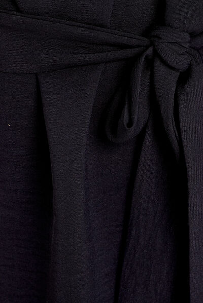 Robe droite ceinturée noir femme