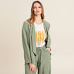 Veste fluide col cascade vert kaki femme