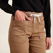 Pantalon coupe droite à coulisse taupe femme