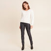 Pull col v manches longues brillant ecru femme