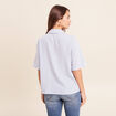 Blouse ample col chemise manches courtes bleu femme
