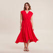 Robe évasée taille smockée rouge femme