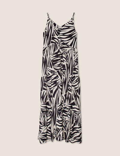 Robe longue évasée bretelles noir femme