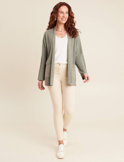 Gilet manches longues vert clair femme