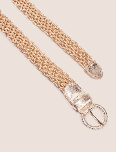 Ceinture tressée métallisée couleur or femme