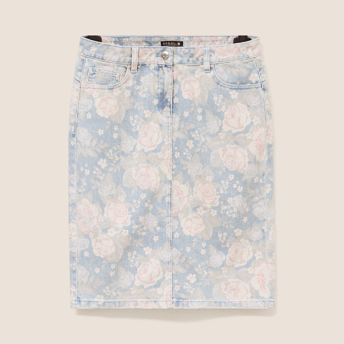 Jupe droite en jean taille standard rose femme