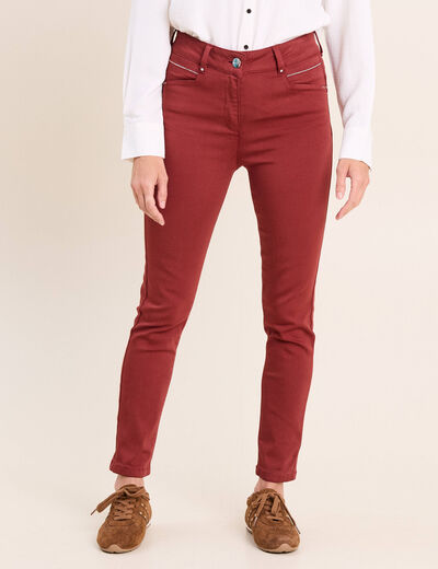 Pantalon coupe ajust&eacute;e taille haute orange fonc&eacute; femme