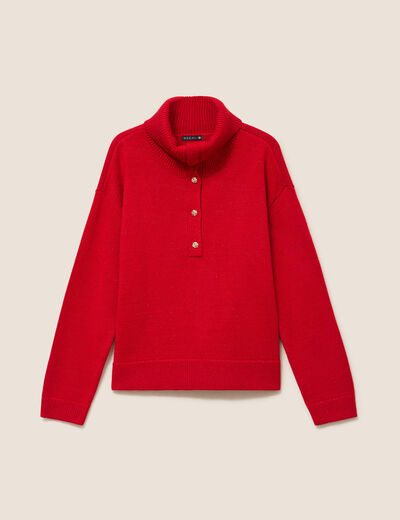 Pull col camionneur rouge femme