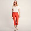 Pantacourt droit taille haute orange femme