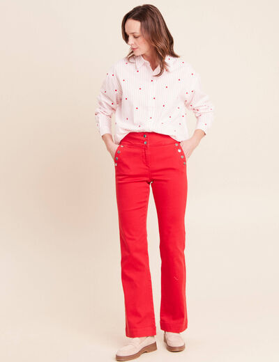 Chemise manches longues fluide rouge femme