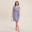 Robe droite ceinturée bleu foncé femme