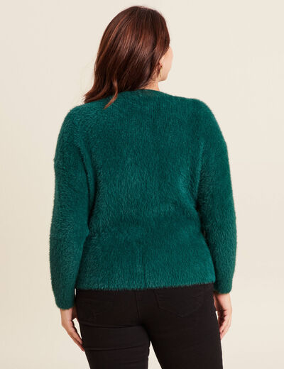 Pull manches longues vert foncé femme