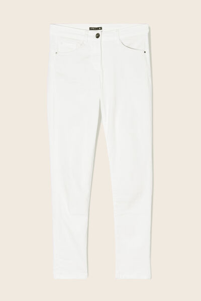 Pantalon léger taille standard 7/8ème blanc femme