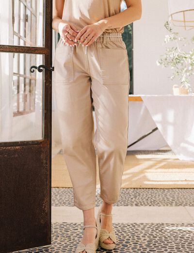 Pantalon droit réversible taupe femme