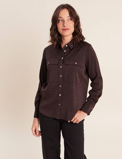 Chemise manches longues marron femme