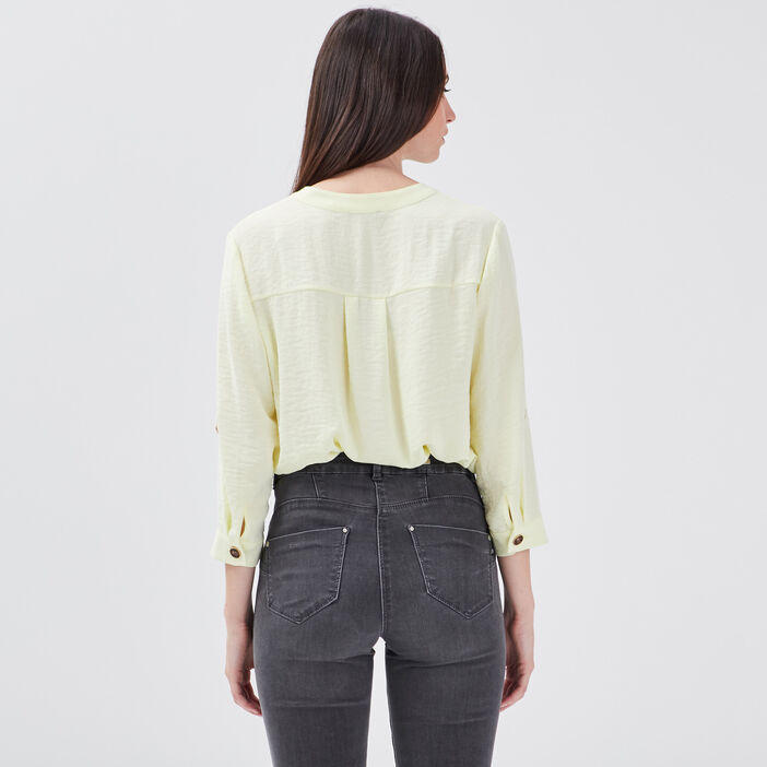 Blouse manches 3/4 jaune clair femme