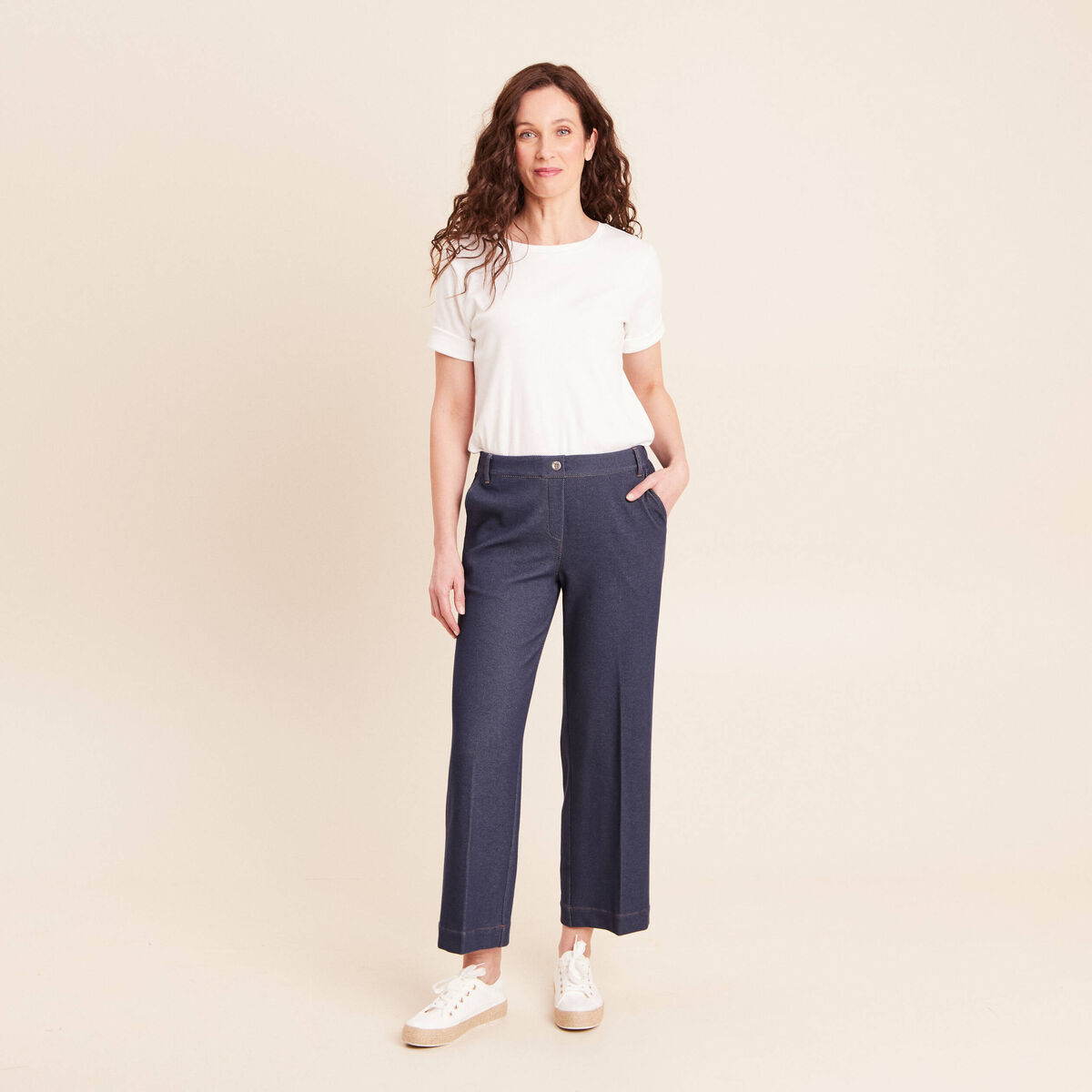Jean large 7/8&egrave;me denim brut femme