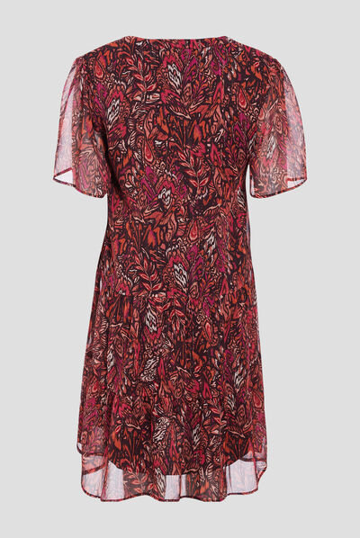 Robe évasée imprimé marron foncé femme