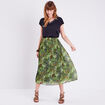 Jupe longue droite plissée vert femme