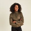 Veste ample col montant doubl&eacute;e vert kaki femme