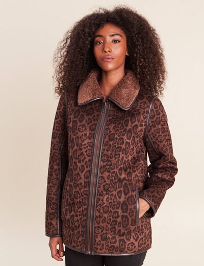 Manteau r&eacute;versible marron femme
