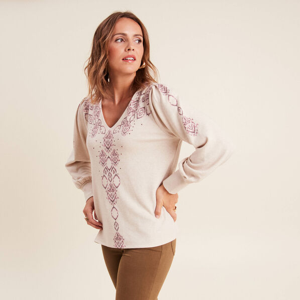 T-shirt manches longues creme femme