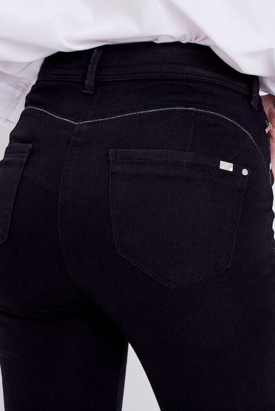 Pantalon évasé taille haute noir femme
