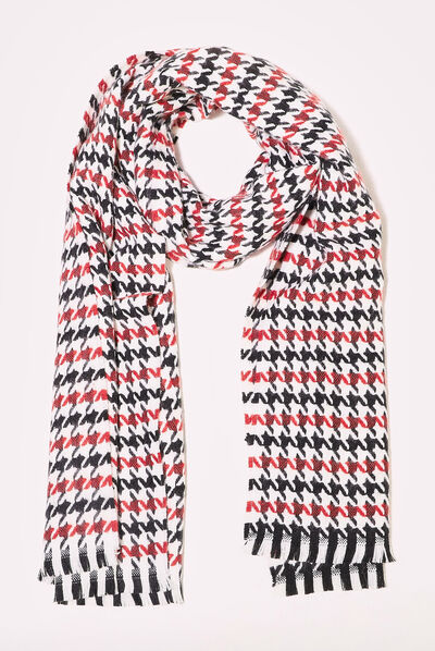 Écharpe à franges ecru femme