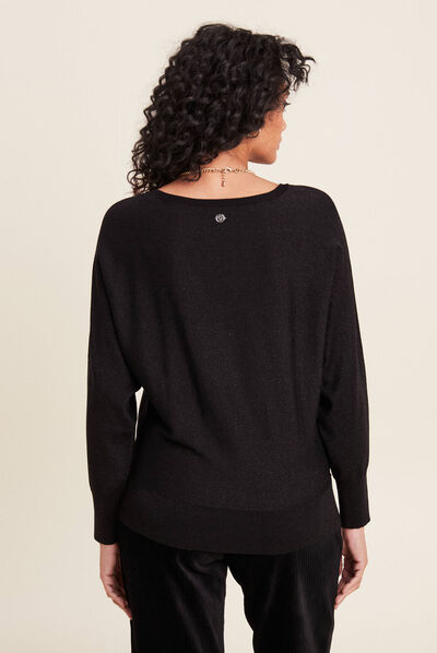 Pull manches longues noir femme