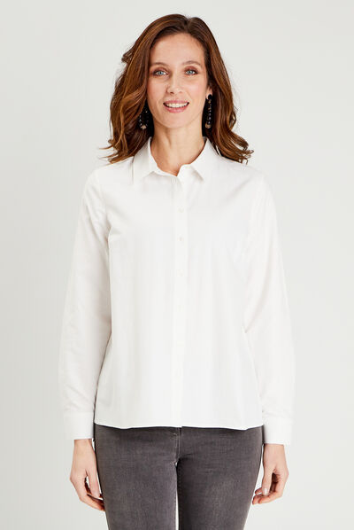 Chemise manches longues ecru femme