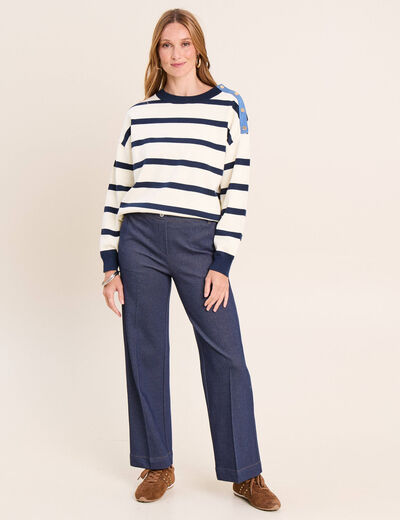 Jean large 7/8&egrave;me denim brut femme