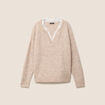 Pull col v beige femme