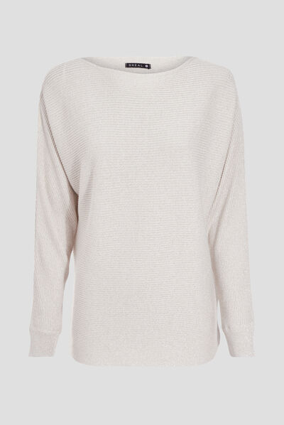 Pull manches longues beige femme