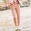 Jean carotte 7/8ème rose pastel femme