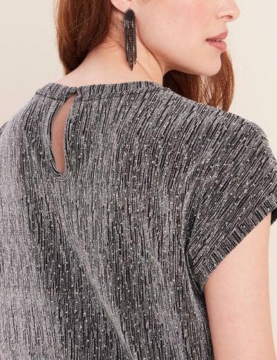 T-shirt manches courtes gris argent femme