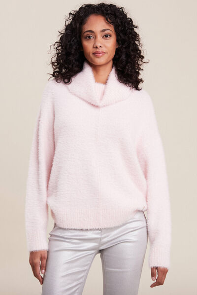 Pull manches longues rose clair femme