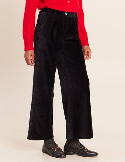 Pantalon en velours noir femme