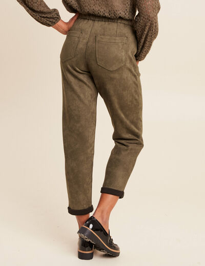 Pantalon coupe mom 7/8&egrave;me vert kaki femme
