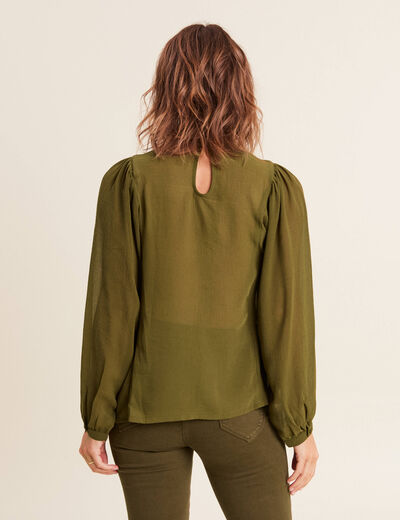 Blouse manches longues vert olive femme