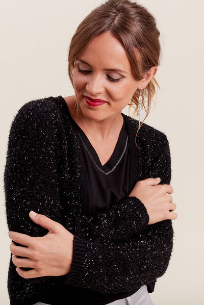 Gilet manches longues noir femme