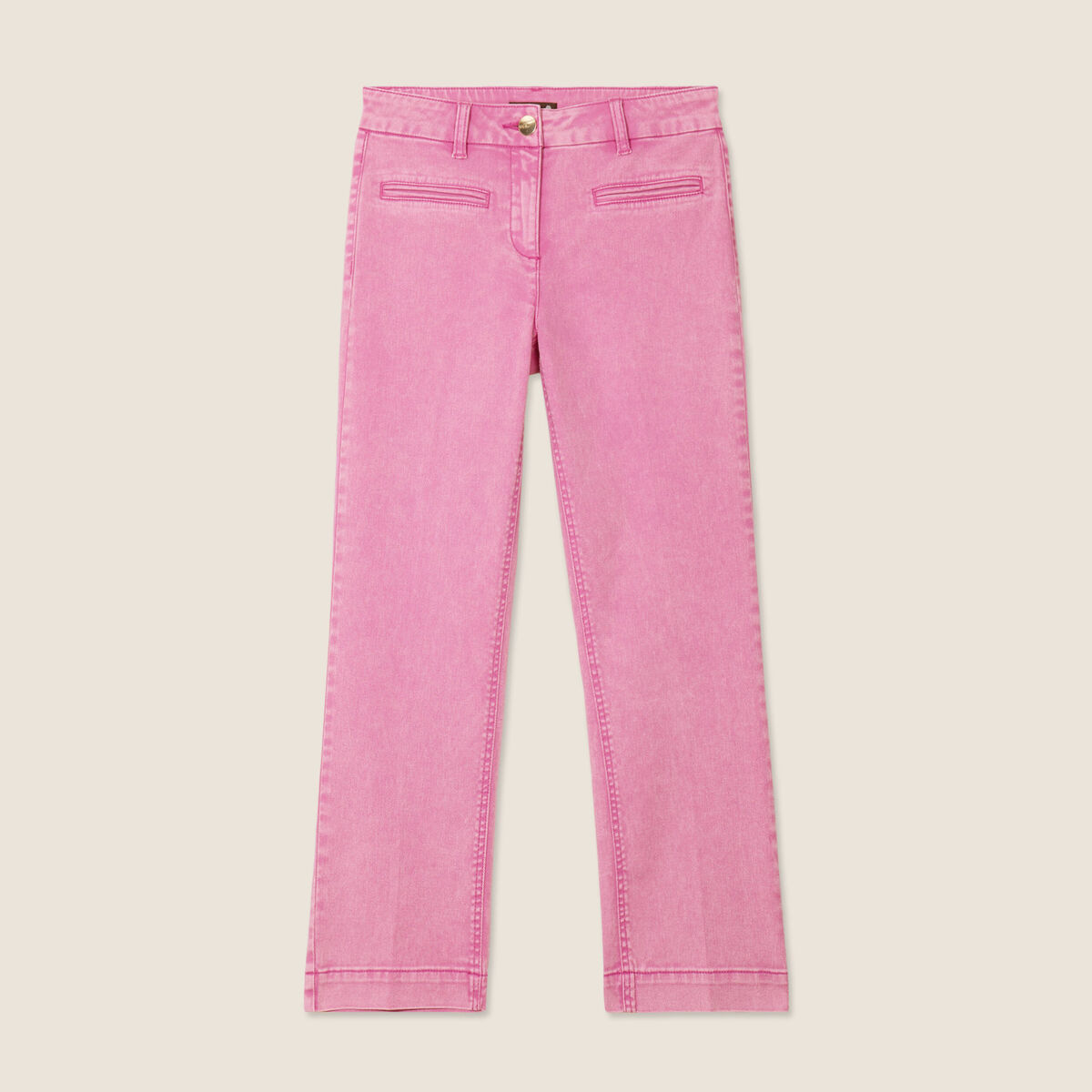 Jean droit 7/8ème rose fushia femme