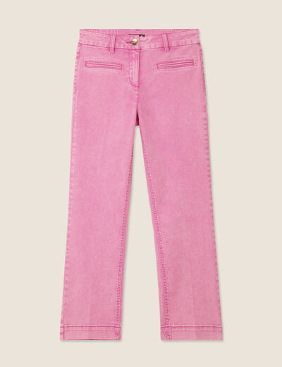 Jean droit 7/8ème rose fushia femme