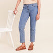Jean coupe droite 7/8&egrave;me taille bascul&eacute;e denim double stone femme