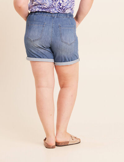 Short relax en jean denim stone femme