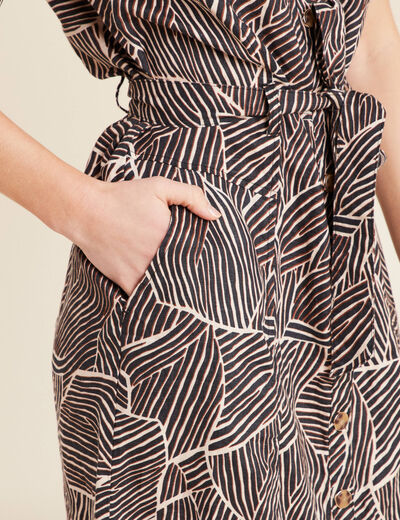 Robe droite ceinturée noir femme