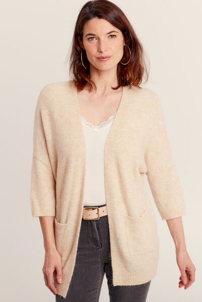 Gilet manches 3/4 beige femme