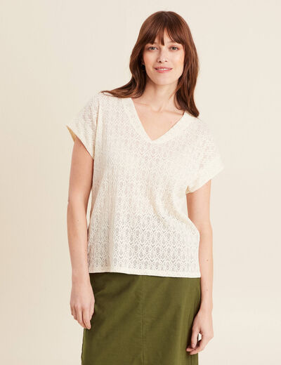 T-shirt manches courtes ecru femme