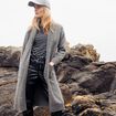 Gilet long manches longues gris foncé femme