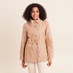 Parka ajust&eacute;e mi-longue brillante sable femme