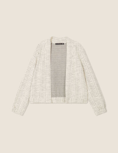 Veste droite col châle blanc femme